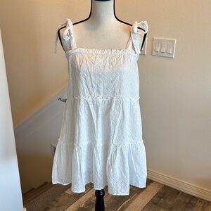 PINK LILY WHITE EYELET SUNDRESS